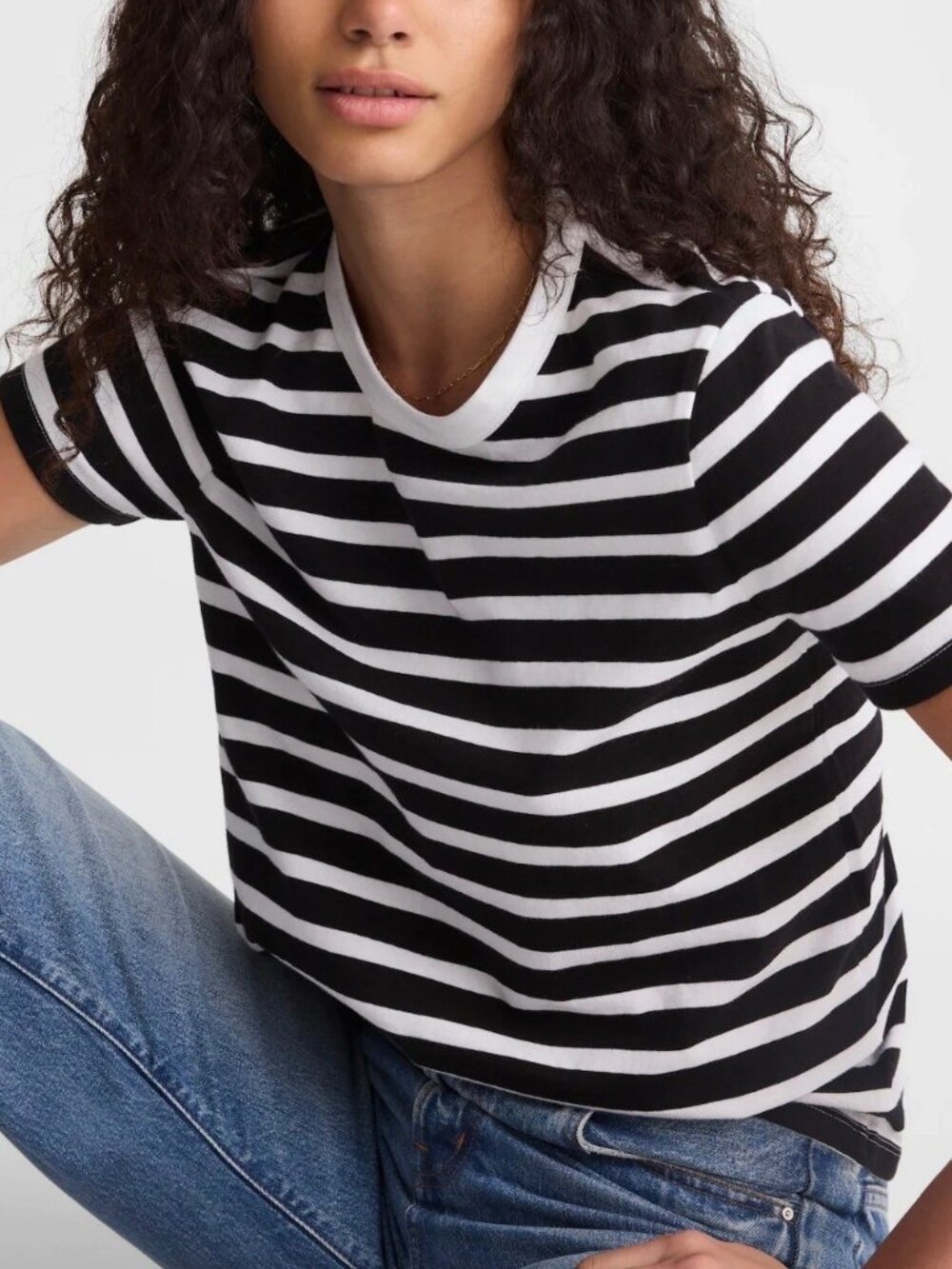 Madewell Black/White Striped Short Sleeve Perfect Crewneck Tee S NWT